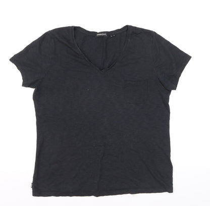Superdry Women's Black V-Neck Short Sleeve Cotton T-Shirt Size 12