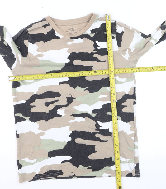 Marks and Spencer Boys Multicoloured Camouflage Long Sleeve T-Shirt 11-12 Years