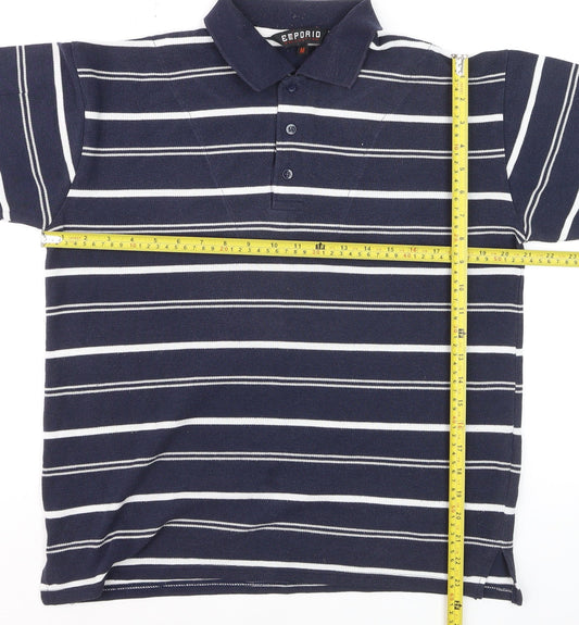 Emporio Collection Men's Navy Striped Short Sleeve Polo M