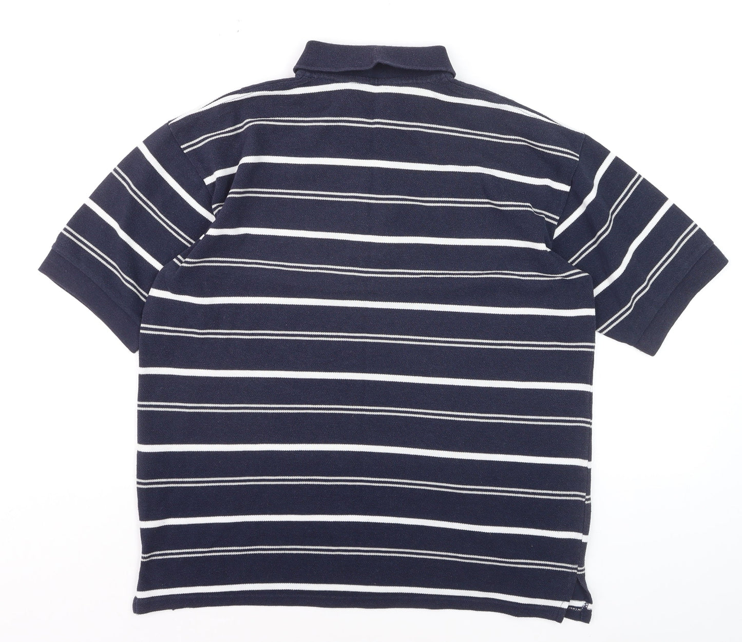 Emporio Collection Men's Navy Striped Short Sleeve Polo M