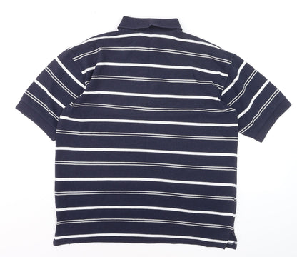 Emporio Collection Men's Navy Striped Short Sleeve Polo M