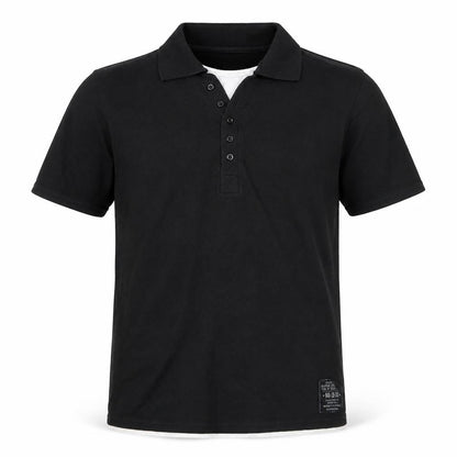 Easy Men’s Black Cotton Polo Shirt Size M 100cm Chest Casual Top