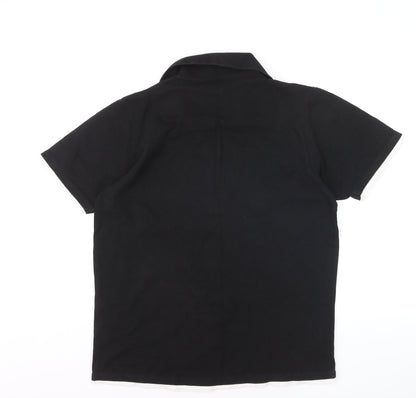 Easy Men’s Black Cotton Polo Shirt Size M 100cm Chest Casual Top