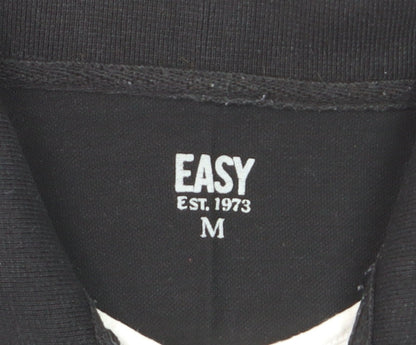 Easy Men’s Black Cotton Polo Shirt Size M 100cm Chest Casual Top