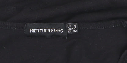 PrettyLittleThing Women’s Black Long Sleeve Scoop Neck Bodysuit Size 4