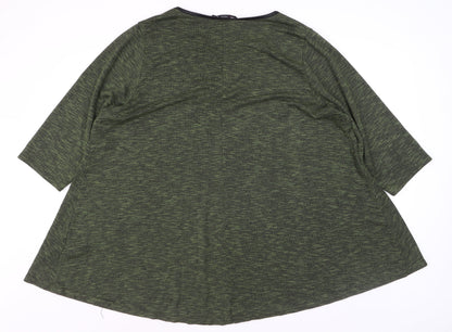 Yours Women’s Green 3/4 Sleeve V-Neck Plus Size T-Shirt Top 22