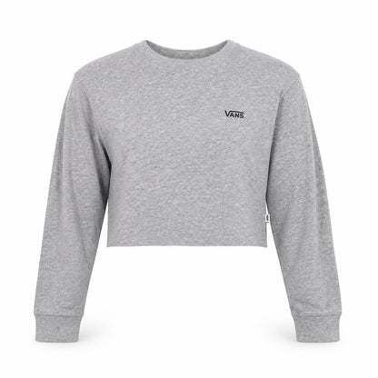 Vans Women's Grey Cropped Long Sleeve T-Shirt Small