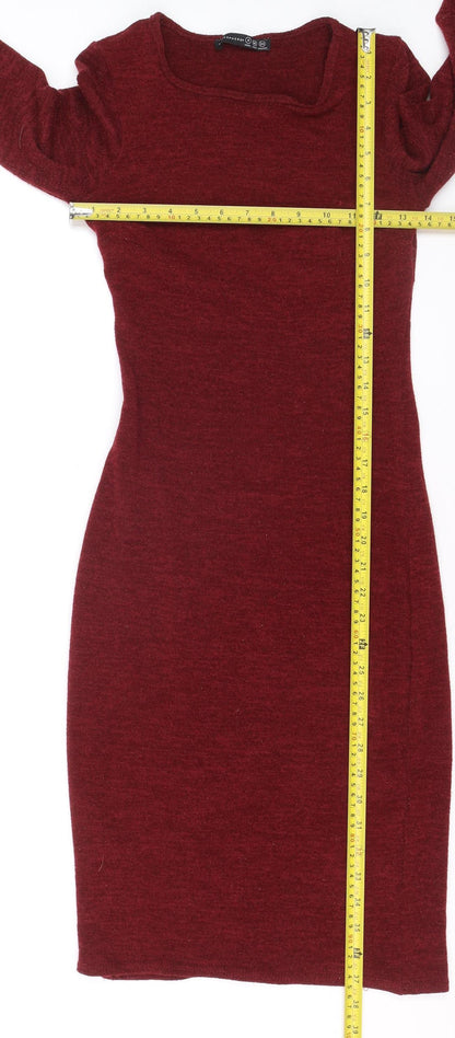 Atmosphere Women Red Bodycon Knit Dress Size 8 3/4 Sleeve