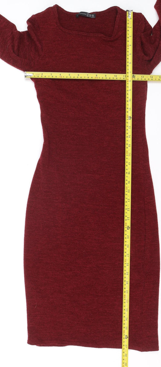 Atmosphere Women Red Bodycon Knit Dress Size 8 3/4 Sleeve