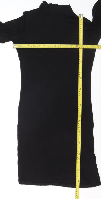 Boohoo Women’s Black Bodycon High Neck Knee Length Dress Size 12