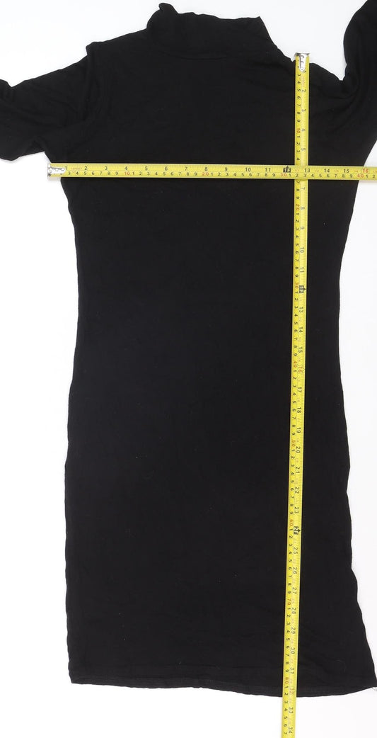 Boohoo Women’s Black Bodycon High Neck Knee Length Dress Size 12