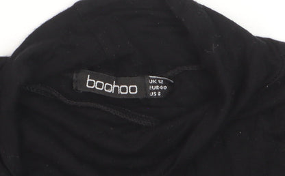 Boohoo Women’s Black Bodycon High Neck Knee Length Dress Size 12
