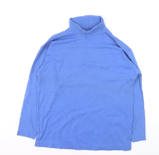 Marks and Spencer Womens Blue Roll Neck Cotton Jumper Size 12