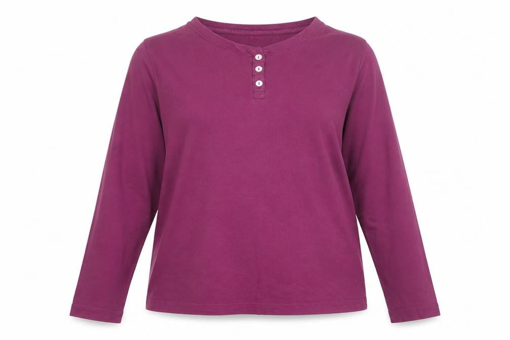 Avenue Women Purple Cotton Henley Long Sleeve Top Size 12