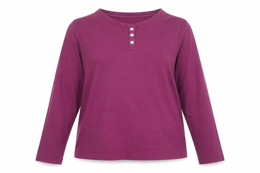 Avenue Women Purple Cotton Henley Long Sleeve Top Size 12