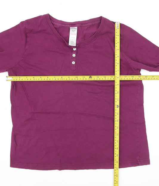 Avenue Women Purple Cotton Henley Long Sleeve Top Size 12
