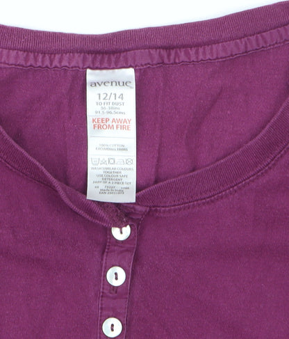 Avenue Women Purple Cotton Henley Long Sleeve Top Size 12