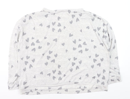 Tu Women Grey Heart Print Long Sleeve T-Shirt Size 18