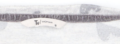 Tu Women Grey Heart Print Long Sleeve T-Shirt Size 18