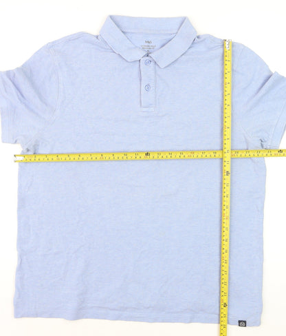 Marks and Spencer Men's Blue XL Regular Fit Cotton Polo Shirt