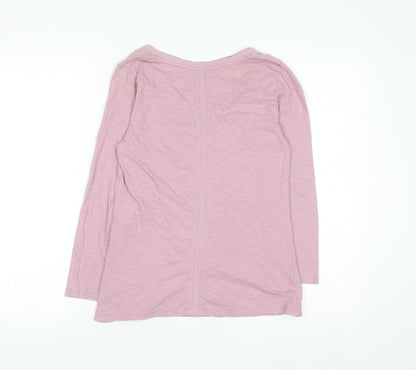 White Stuff Women's Pink V-Neck Long Sleeve Cotton T-Shirt Size 6