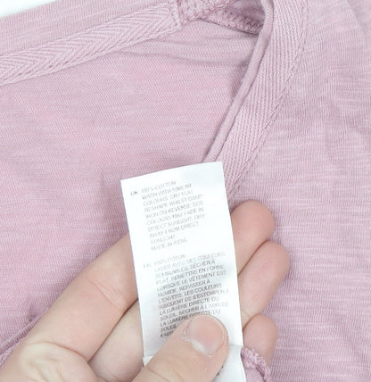 White Stuff Women's Pink V-Neck Long Sleeve Cotton T-Shirt Size 6