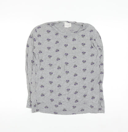 Next Women Grey Floral Long Sleeve Viscose Nightshirt XS