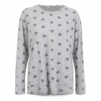 Next Women Grey Floral Long Sleeve Viscose Nightshirt XS