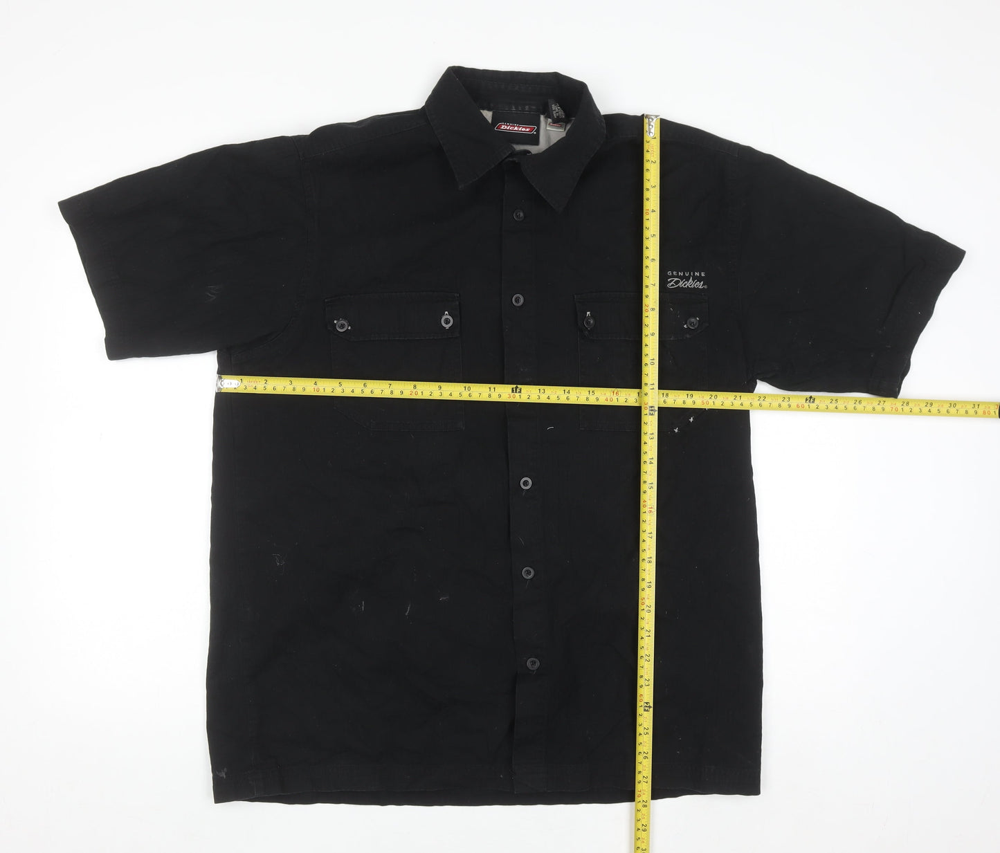 Dickies Men's Black Cotton Short Sleeve Button-Up Work Shirt L