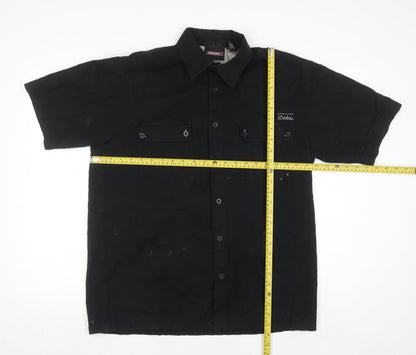 Dickies Men's Black Cotton Short Sleeve Button-Up Work Shirt L