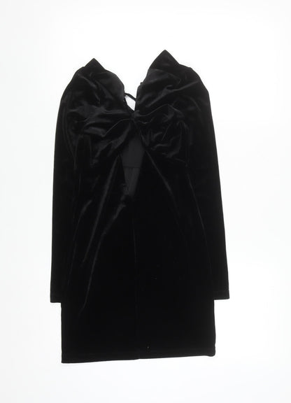 Topshop Women’s Black Velvet Bodycon Dress Size 8 Party Evening