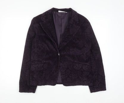 Paco Jackets Women Purple Velvet Floral Blazer M