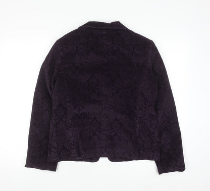 Paco Jackets Women Purple Velvet Floral Blazer M