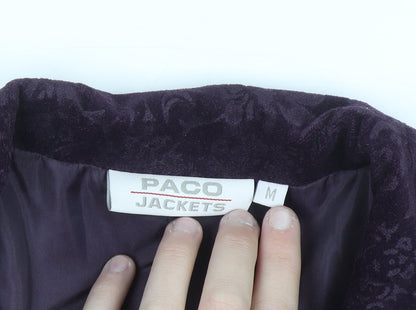 Paco Jackets Women Purple Velvet Floral Blazer M