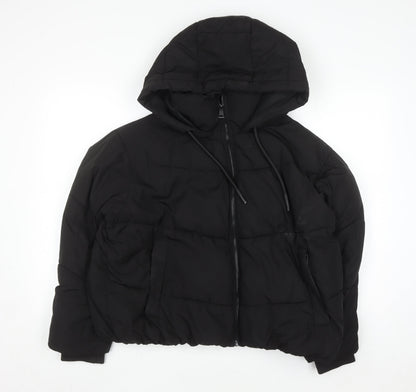 Zara Women’s Black Puffer Jacket Size 14 Hooded Short Winter