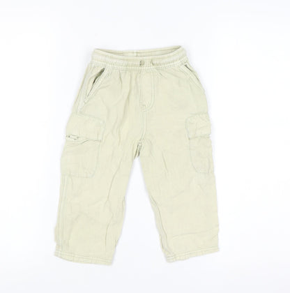 Zara Boys Beige Cargo Trousers 3 Years Elastic Waist Cotton Casual