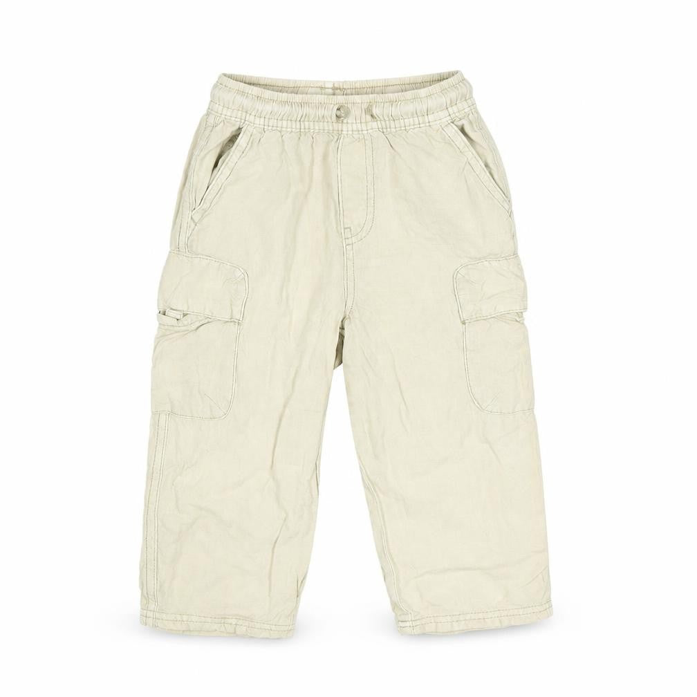Zara Boys Beige Cargo Trousers 3 Years Elastic Waist Cotton Casual