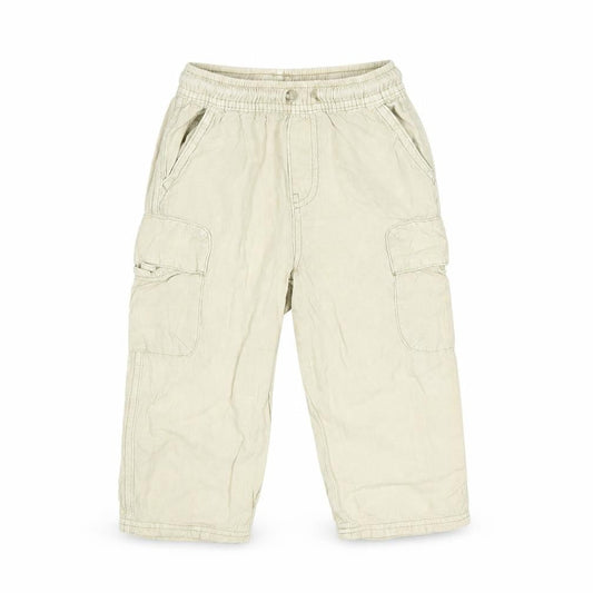 Zara Boys Beige Cargo Trousers 3 Years Elastic Waist Cotton Casual