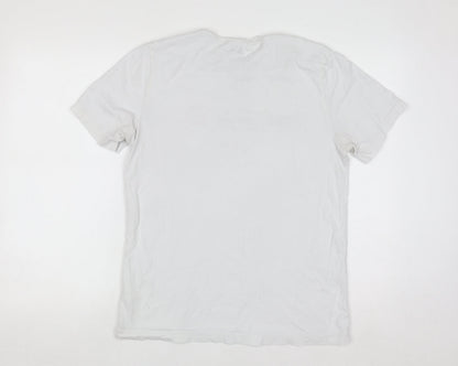 Reebok Men's White Logo Graphic Short Sleeve Cotton T-Shirt M