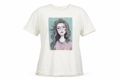 ONLY Women’s White Graphic Print Cotton Relaxed Fit T-Shirt M