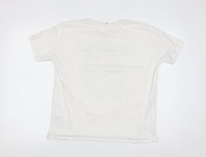 ONLY Women’s White Graphic Print Cotton Relaxed Fit T-Shirt M