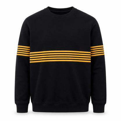 New Look Men Black & Yellow Striped Pullover Sweatshirt M