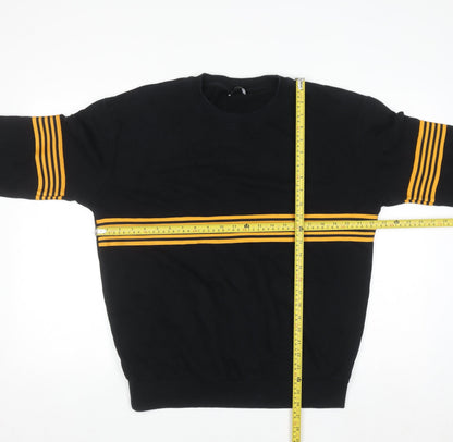 New Look Men Black & Yellow Striped Pullover Sweatshirt M