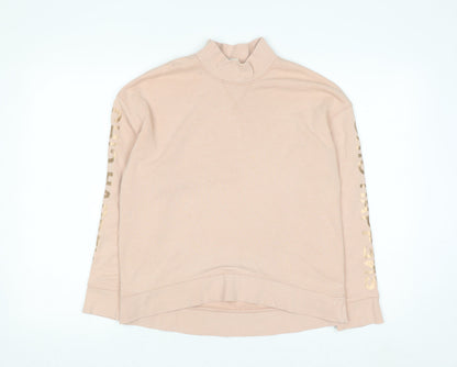 H&M Women Beige Mock Neck Pullover Sweatshirt XS Cotton Blend
