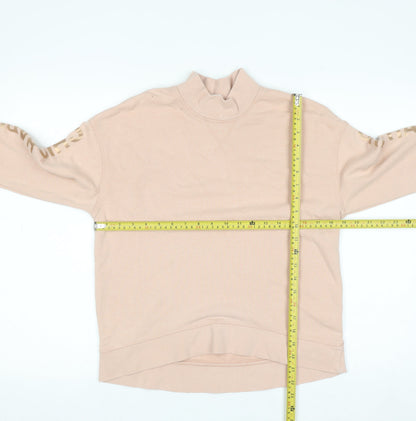H&M Women Beige Mock Neck Pullover Sweatshirt XS Cotton Blend