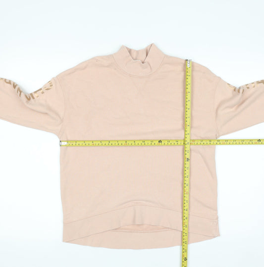 H&M Women Beige Mock Neck Pullover Sweatshirt XS Cotton Blend