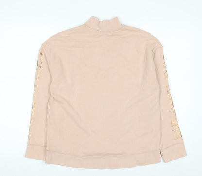 H&M Women Beige Mock Neck Pullover Sweatshirt XS Cotton Blend