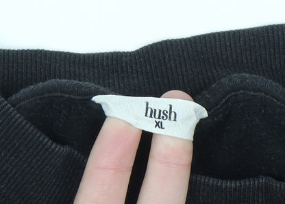 Hush Women Black XL Pullover Sweatshirt 100% Cotton Crew Neck