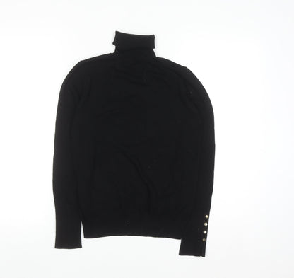 Zara Women Black Roll Neck Long Sleeve Pullover Jumper Size 12