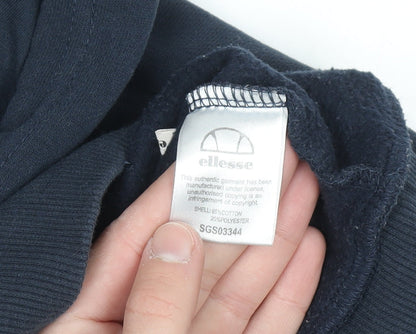 Ellesse Women's Navy Hoodie Size 8 Pullover Cotton Blend Logo Hooded Sweatshirt